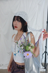BEADED DOT LACE HEADSCARF (WHITE, BLACK 2COLORS!)
