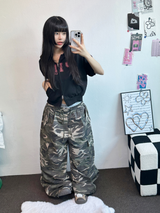 ミリタリーカーゴコットンオーバーワイドバルーンロングパンツ 🤎🩶💚3カラー