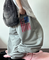 5000 ソルドアウト🤍🤎 (HIP PRINT AMERICAN FLAG VER) 🤍🤎 ツープレートバルーンパンツ🩶🖤🤍🤎 - 4 カラーズ