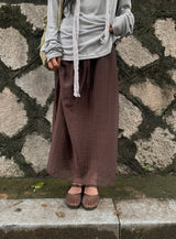 Navel Chiffon Banding Maxi Skirt
