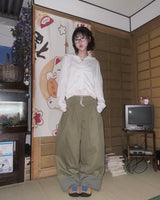 (3color) チェックロールアップワイドピンタックパンツ