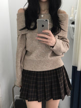 Uni Off-Shoulder Knitwear (4 colors)