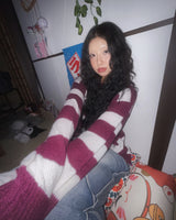 (3color) Alpaca Border Loose-Fit Long Knit