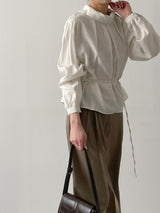 High-Neck Belted Balloon Fit Blouse