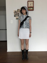 Plaid chiffon シャーリングジップアップ (2color)