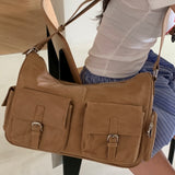 [25FW Mandarinetree only]ティラミスポケットメッセンジャー スエードレザー ビッグショルダークロスバッグ [Beige color only]