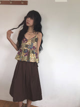 Mio Vintage Patchwork Bustier Sleeveless Blouse