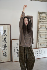 ヴィンテージ P. ダイイングカットアウトボックスTシャツ (Brown)
