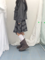Charcoal Blend Checkered Layered Skirt
