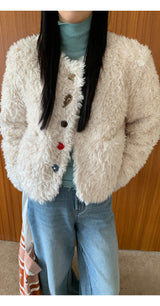 Beads Burton No Collar Round Fur Jacket