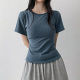 スリムフィット🌟スパンデックス ベーシック プレーン ショートスリーブ Tシャツ(8 colors)