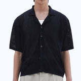 ウォッシャブルクルーズメッシュカーディガンニット_Navy
