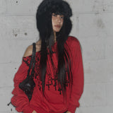 NECKLISS ONE-SHOULDER SWEATSHIRT (RED) F25ZB037