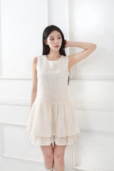 Double Frill Sleeveless Onepiece_cream