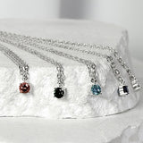 SV925-zirconia one point chain necklace_ICE EMERALD