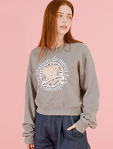Women's Bear Friends ピグメントスモーキークロップドスウェットシャツ ライトグレー (FCF1TS206W)