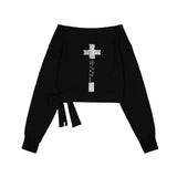 BOATNECK RIBBON TIE SWEATSHIRT (BLACK) F25ZB018