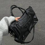 [Unisex] Stud Leather Cross Motor Bag