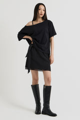 ワンショルダーTシャツ, Black