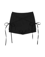 Ribbon Tied Mini Skirt Pants _ BLACK
