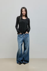 Halter-Tie Suede Apron_Black
