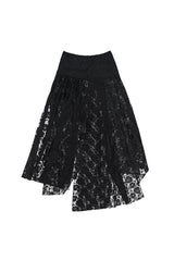レースアシメトリックシャーリングスカート #BLACK