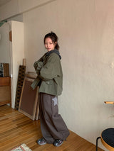 Ranbe Windbreaker Over Bomber Jacket