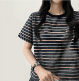 ロビンカラーストライプダンガラ半袖Tシャツ