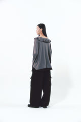 Pleats Skirt Cargo Pants Set Black