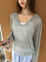 シナモンサマーVネックニット (6color)