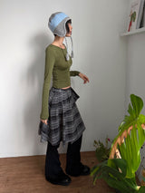 PLAID LAYERED WRAP SKIRT