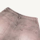 Sand-washed Bermuda denim pants