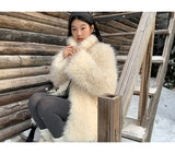 Ivory Poodle Fur Ribbon Half Coat