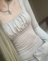 Gateni shirring unbal top (light gray)