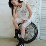 Mesh Netted Sleeveless white