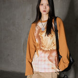 original cake puppy print raglan style T-shirt bottoming shirt top