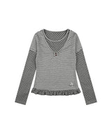 ピッパ ドット ストライプ レイヤード Tシャツ
