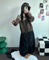 フリース🩷サイドピンタックロングワイドオーバーパンツ 💙🤎🩷🩶🖤5COLOR
