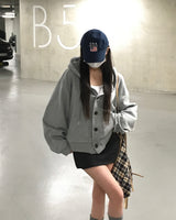 [Belledmade/Kuanku]スタディーボタンルーズフィットフードカーディガン