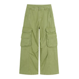 Olive Multi-Pocket Wide Cargo Pants