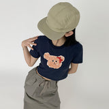 Munchie Ribbon Bear Ribbon Crop Short Sleeve T-shirt