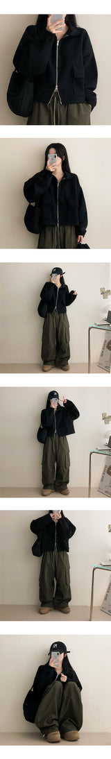 T-ra Crop String Two-Way Collar Jacket