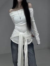 chio off-shoulder strap knit (3color)
