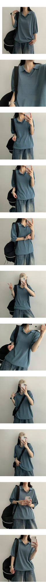 Molylinen Collar Short Sleeve Knitwear