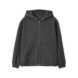 Layered 2-way Zip Hood Zip-up - CHARCOAL
