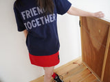 フレンズトゥギャザーパッチワークTシャツ - Navy (Loose Type)