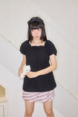 ナナレースパフブラウス (BLACK)