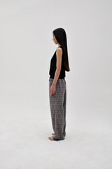 Linen oval neck knit, Black