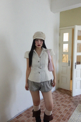 TWINKLE TWEED PUFF JACKET BLOUSE IN IVORY