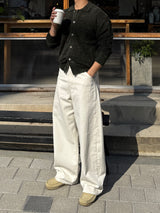 Angora semi-cropped collar cardigan